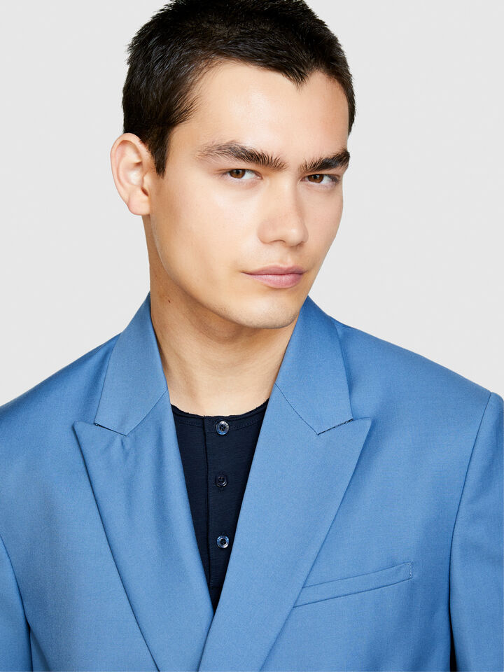 Slim comfort fit double-breasted blazer - men's blazers - Blue | Sisley image number 5